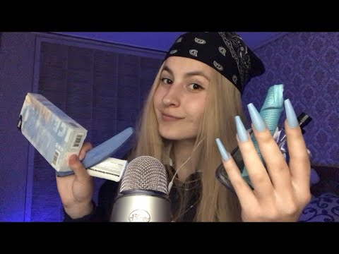 Asmr 100 blue triggers in one minute 💙