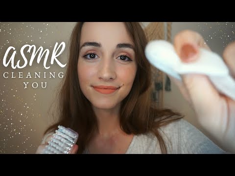 ASMR Roleplay | Cleaning You✨ • Binaural • Whispers • Personal Attention • Brush Sounds