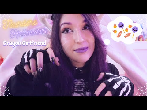 ASMR - DRAGON GIRL ~ A Tsundere Halloween! 🎃 Personal Attention, Soft Singing, Ear Blowing, Smooches