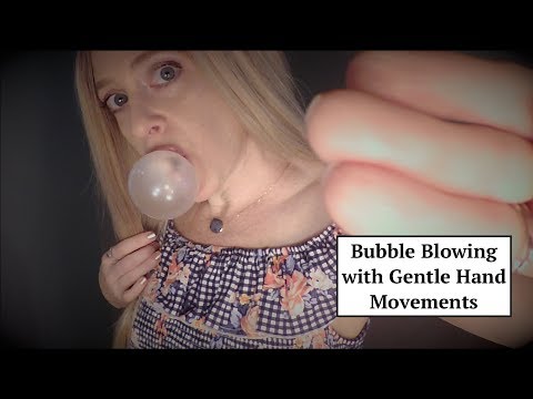 ASMR Gum Chewing, BUBBLE BLOWING with Gentle Hand Movements. No Talking