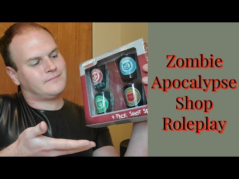 ASMR - Zombie Apocalypse Shop -  18 Mins Of Weapon Tapping, Juggernog Sipping, Latex, & Cat Purring