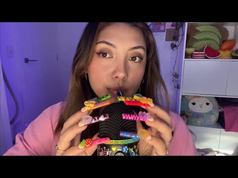 ASMR mic scratching with REALLY LONG NAILS 💚🌈💖 ~with foam cover and no cover~ | Whispered