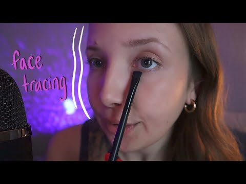 ASMR | delicate face tracing w/ different tools + hand movements, mouth sounds ✨