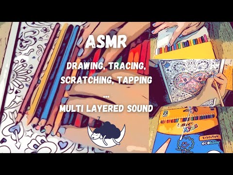 ASMR| 🖍 Colouring Pencils ~ Tracing ~ Tapping ~ Scratching ~ Layered Sounds