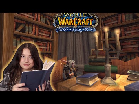 ASMR Stormwind Library Lore Book Reading in Classic WoW 📚 Fire Crackling