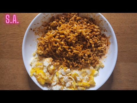 Asmr || Spicy Cheese Flavor Samyang Noodles w/ Eggs Eating Sounds (NOTALKING)