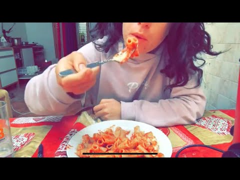 Pasta and Tomato Sauce Asmr Mukbang *Big Bites* no talking (High Carb Low Fat Vegan Diet)