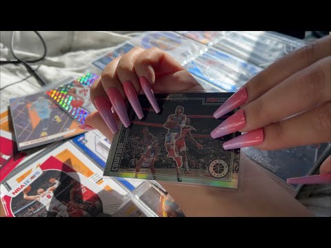 ASMR Fast tapping on my boyfriend’s NBA cards with long nails 💓 | Minimal Whispering