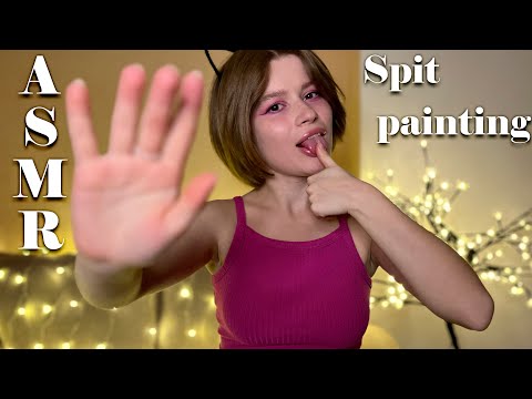 ASMR cleaning your face 💦 Spit painting, wet mouth sounds, intense tingles for sleep 🥴✨