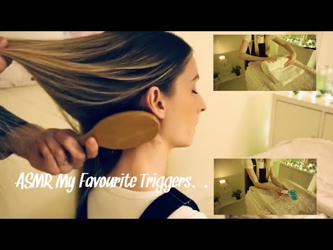 ASMR Whispering you through my favourite triggers | Towel Folding, Hair brushing, Ice Globes & More