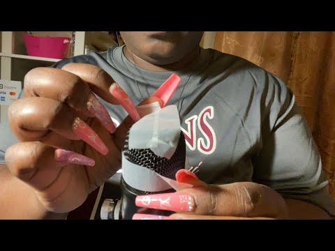 {ASMR} Mic Triggers Peeling Tape Off My Mic Sticky Sounds Crinkly SoundsVery Relaxing 😌 🧘🏾‍♀️😴