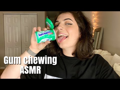 ASMR | gum chewing, mouth sounds, how many pieces can I fit? | ASMRbyJ