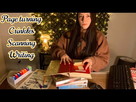 ASMR Library Role Play (book crinkles, stamps, page turning, scanning, writing)