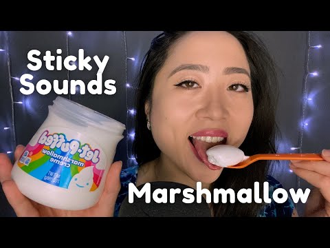 ASMR | Marshmallow Fluff Eating & Licking, Mouth Sounds, Whispering