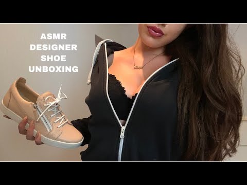 ASMR | DESIGNER SHOE UNBOXING (leather sounds, etc)
