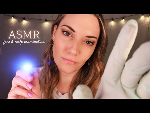 [ASMR] Relaxing Face & Scalp Examination Roleplay (face touching, glove sounds, fluffy mic)