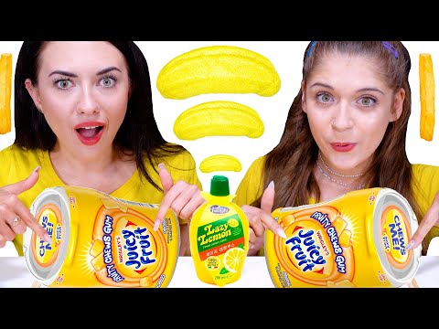 ASMR Mukbang Yellow Food Challenge  | Eating Only One Color Food By LiLiBu