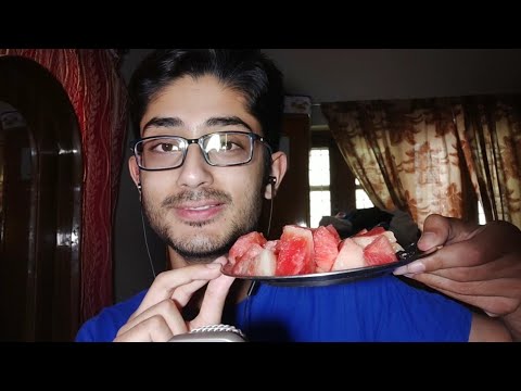 ASMR Watermelon 🍉 Cool Facts in English and Hindi | तरबूज | Eating Sounds | Soft Spoken Male Voice
