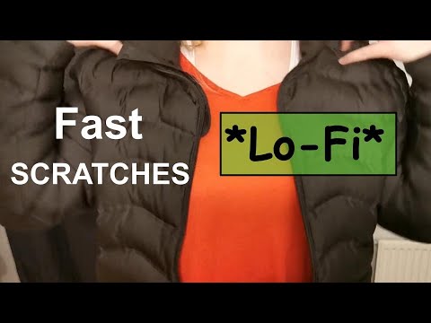ASMR  Scratching😴Aggressively😴 on Winterjacket (LoFi: Low fidelity/Imperfect) Whisper(inaudible)