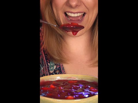 👆🏼👆🏼👆🏼 Long version | ASMR Red Berry Pudding Eating Sounds
