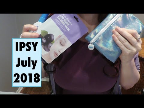 ASMR Gum Chewing July IPSY Unboxing.  Whispered.