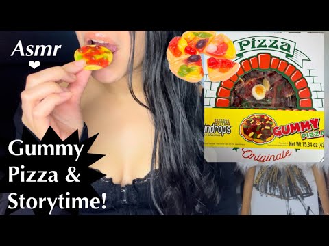 Asmr Eating Gummy Food Pizza and Storytime Whispering