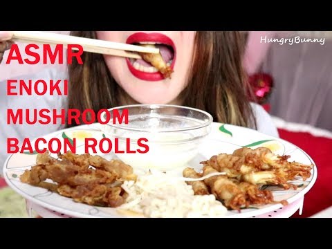 ASMR Enoki Mushroom Bacon Rolls | Crunchy Eating Sounds