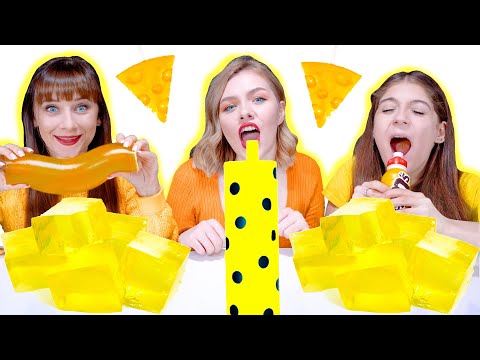 ASMR Eating Only One Color Food for 24 hours Challenge! Yellow Food By LiLiBu #3