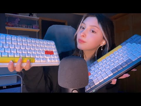 ASMR KEYBOARD REVIEW ~ typing, whispers, lofi triggers 🤍 Nuphy Halo 75, Air 75 & Air Switches