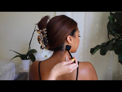 ASMR hair play, laser light, micro-attention tools and back tracing on Kayla (whisper)