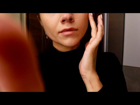 ASMR Mirrored Face Touching | Echo Whispering & Mouth Sounds | Personal Attention
