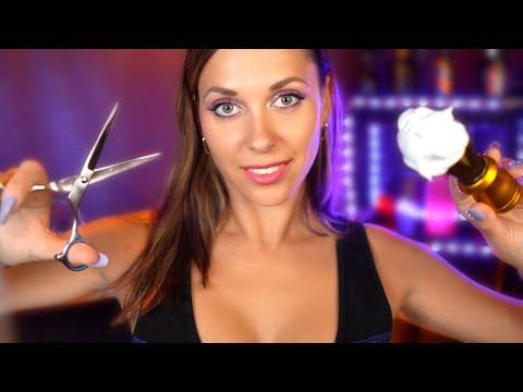 ASMR men's Haircut and Full Shave roleplay, Shampoo, massage Personal Attention ✂
