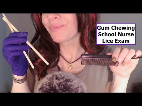 ASMR Gum Chewing School Nurse Does Lice Exam. Whispered Role Play