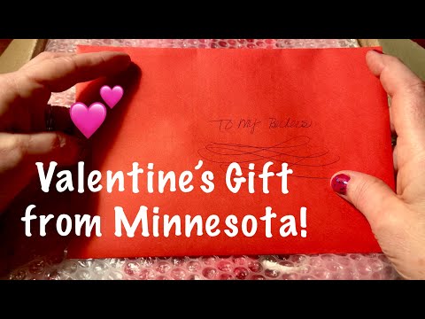 Opening Valentines Gift Package! (Soft Spoken version) Candy, Tissue paper & gift bag crinkles! ASMR