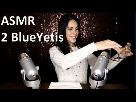 ASMR - 2 Blue Yetis (Binaural Stereo?) Breathing, Brushing, Tapping