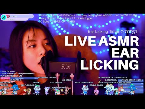 ASMR Ear Licking | Live Uncut for 30 Minutes | Burp Count 3