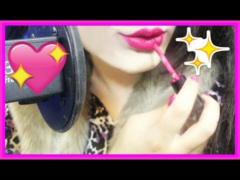 ASMR 3DIO Mouth Sounds, Fake Eating + Lipstick Application