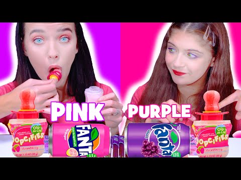 ASMR Purple Food VS Pink Food Candy Race Mukbang