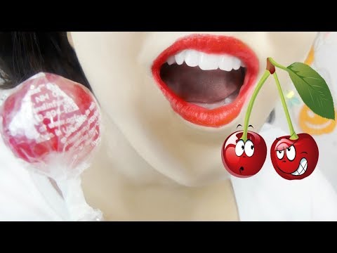 ASMR Eating Cherry Lollipop - Delicious! 🍬🍒