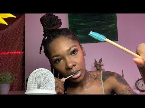 ASMR| First Time trying inaudible whispering & spoolie nibbling👄