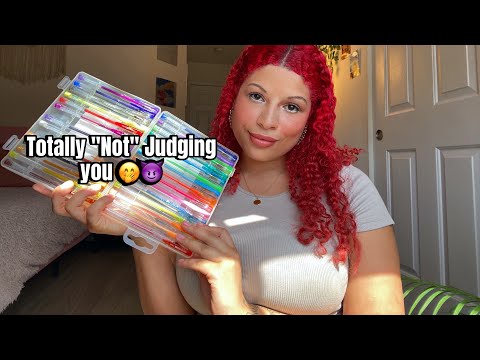 Mean Girl whispers inaudible gossip & Draws on You 🤭 (ASMR)