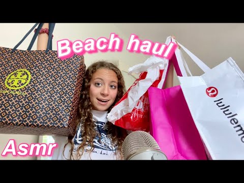 ASMR a collection of things I got at the beach! Tory Burch, lululemom, etc!