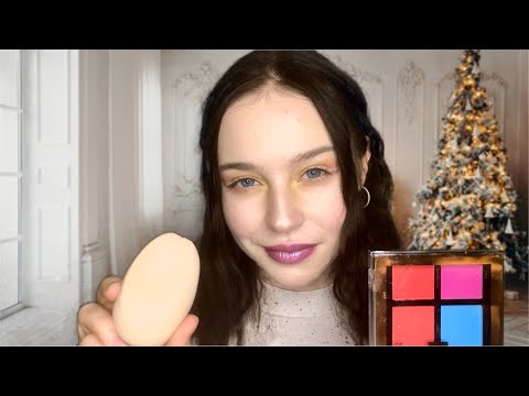 ASMR Doing Your Holiday Makeup Roleplay💄 | Personal Attention, Jewelry, Styling & Layered Sounds✨
