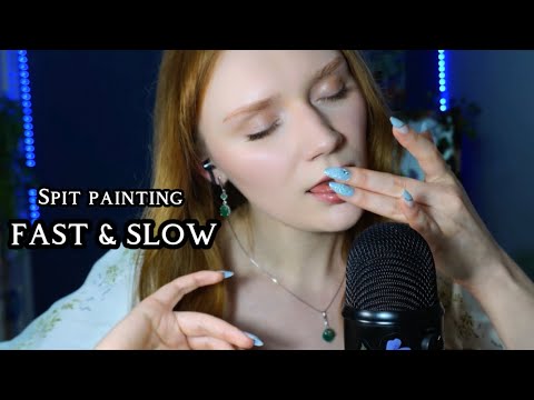 ASMR spit painting slow and fast (mouth sounds)💆