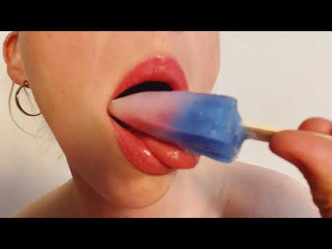 ASMR Food Porn Video-Red White and Blue Popsicle