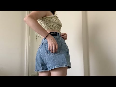 ASMR ~ jean shorts, panties, and tank top fabric scratching sounds