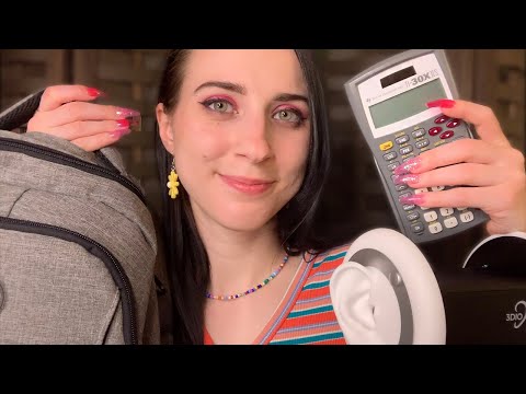 ASMR What's in my Schoolbag? (tapping, whispers, crinkles)