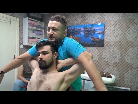 ASMR turkish barber massage=SHAMPOO MASSAGE=NECK CRACK=head,rope,back,arm,face,ear,sleep, massage