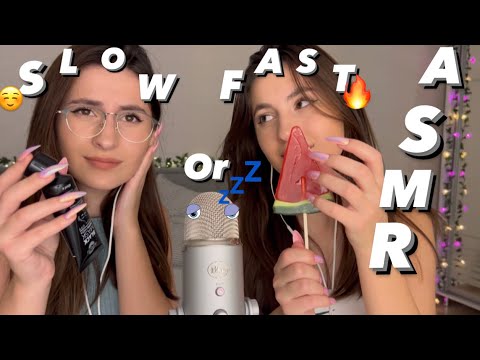 Asmr | SLOW or FAST asmr triggers? |10 fast and slow triggers in 10 minutes ✨