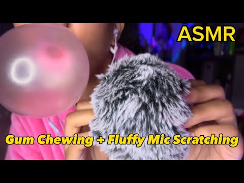 Bubble Gum Chewing and Fluffy Mic Scratching (for gum chewing lovers) ♥️🤤